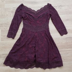 Free People lace lacey affair Plum dress small s